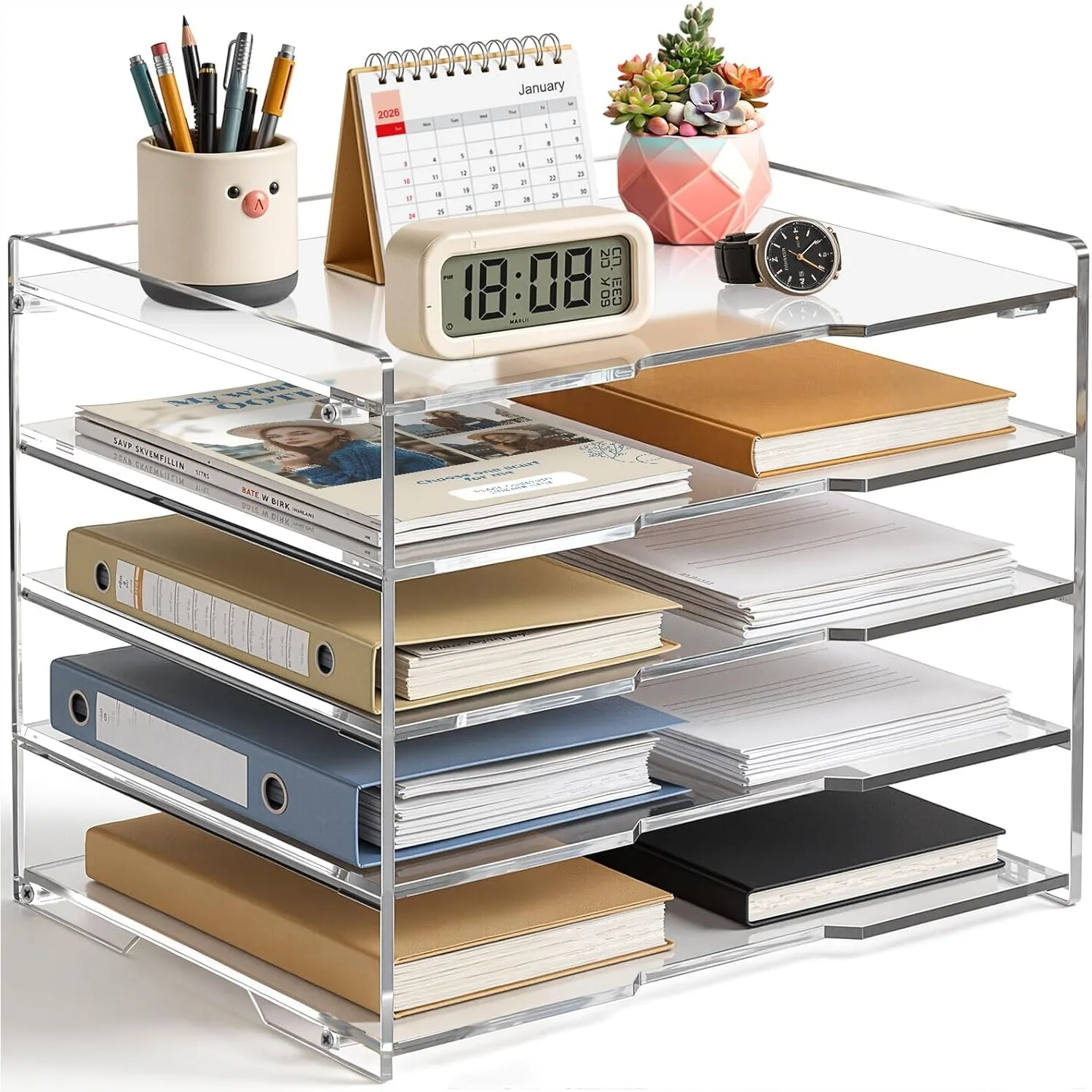5 Tier Clear Acrylic Desk Organizer, Letter Tray Paper File Organizer with Easy Assembly, Durable and Sturdy for Office Supplies
5 Tier Clear Acrylic Desk Organizer, Letter Tray Paper File Organizer with Easy Assembly, Durable and Sturdy for Office Supplies