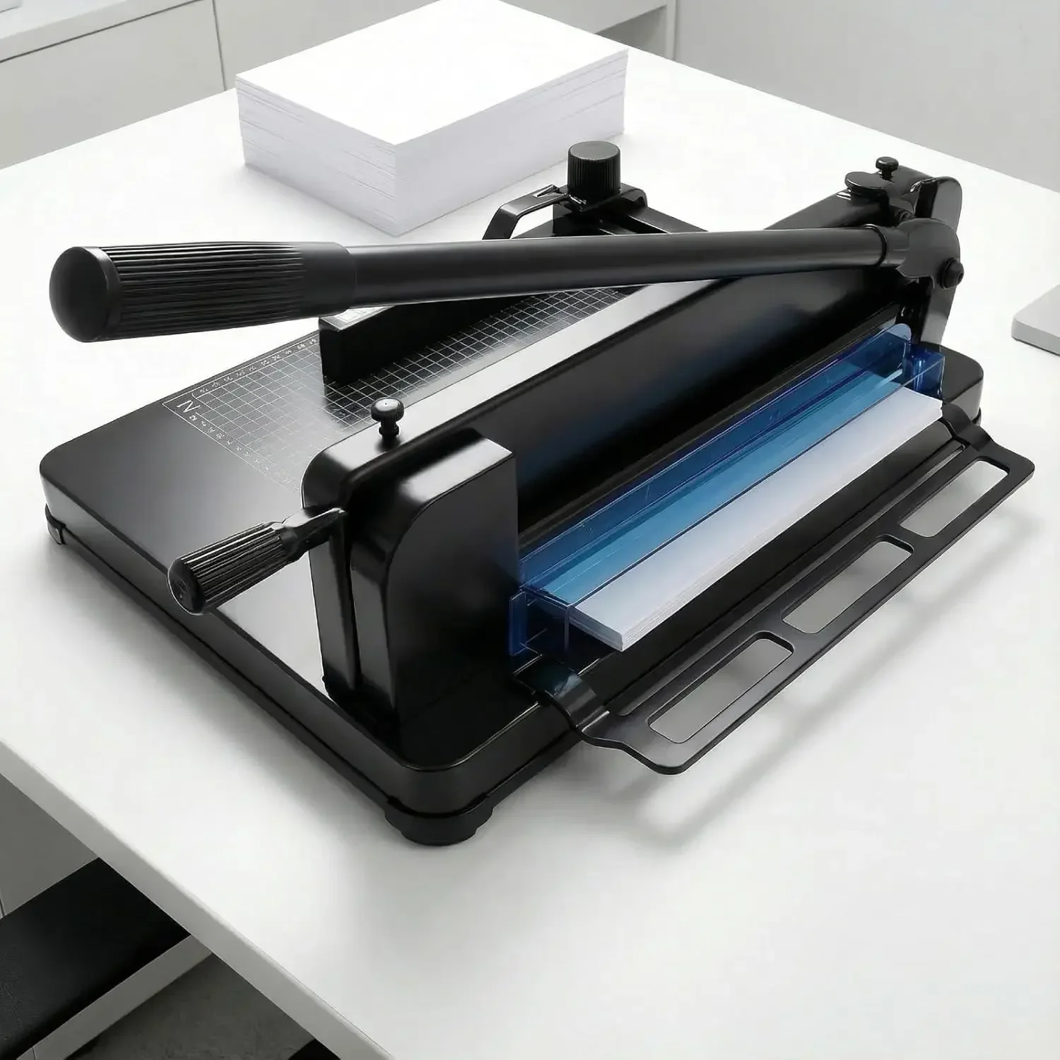 Heavy Duty Paper Cutter for A4 Paper, Guillotine Paper Cutter 12 Inch, 400 Sheet Capacity, Solid Steel Construction, Black
Heavy Duty Paper Cutter for A4 Paper, Guillotine Paper Cutter 12 Inch, 400 Sheet Capacity, Solid Steel Construction, Black