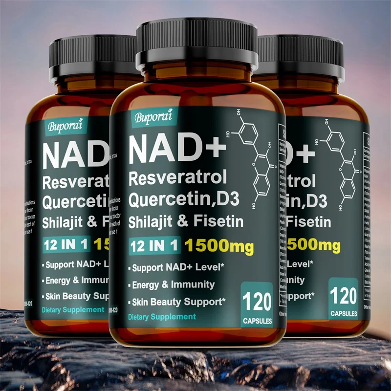 NAD + Resveratrol, Quercetin, Shilajit & Fisetin Supplement - Anti-Aging,Boosts Energy and Focus,Supports Brain and Skin Health
NAD + Resveratrol, Quercetin, Shilajit & Fisetin Supplement - Anti-Aging,Boosts Energy and Focus,Supports Brain and Skin Health