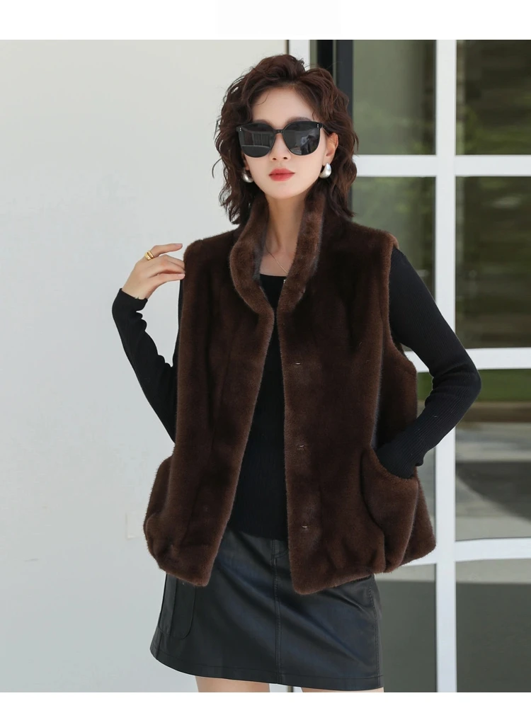 2025 New Stand Collar Faux Mink Fur Coat Women Fashion High Grade Sleeveless Vest Coat Short Winter Thick Warm Jackets Female
2025 New Stand Collar Faux Mink Fur Coat Women Fashion High Grade Sleeveless Vest Coat Short Winter Thick Warm Jackets Female