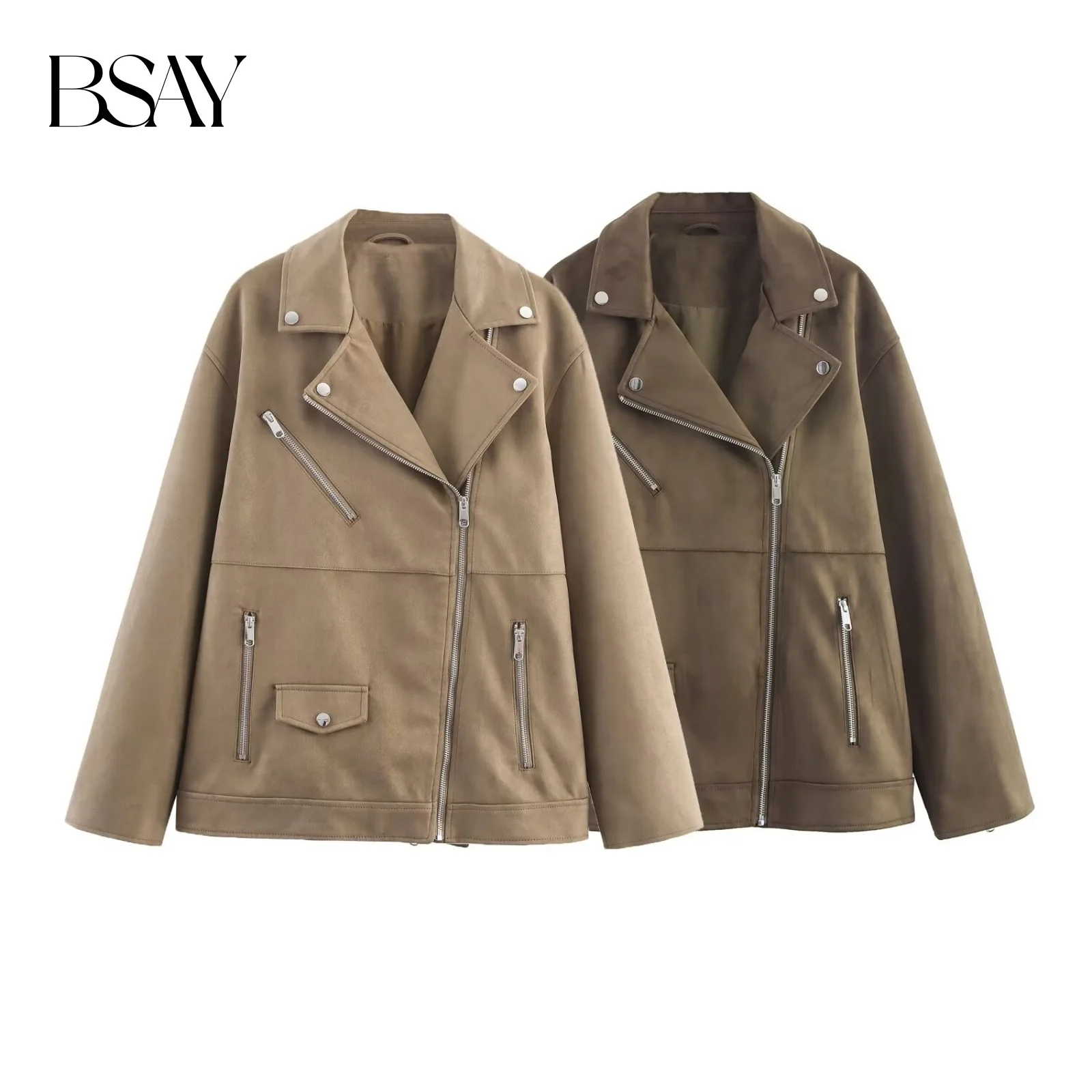 BSAY женская осенняя новая коллекция 2025 г., модная свободная мотоциклетная куртка с французским воротником и длинными рукавами в стиле ретро на молнии, пальто
BSAY женская осенняя новая коллекция 2025 г., модная свободная мотоциклетная куртка с французским воротником и длинными рукавами в стиле ретро на молнии, пальто