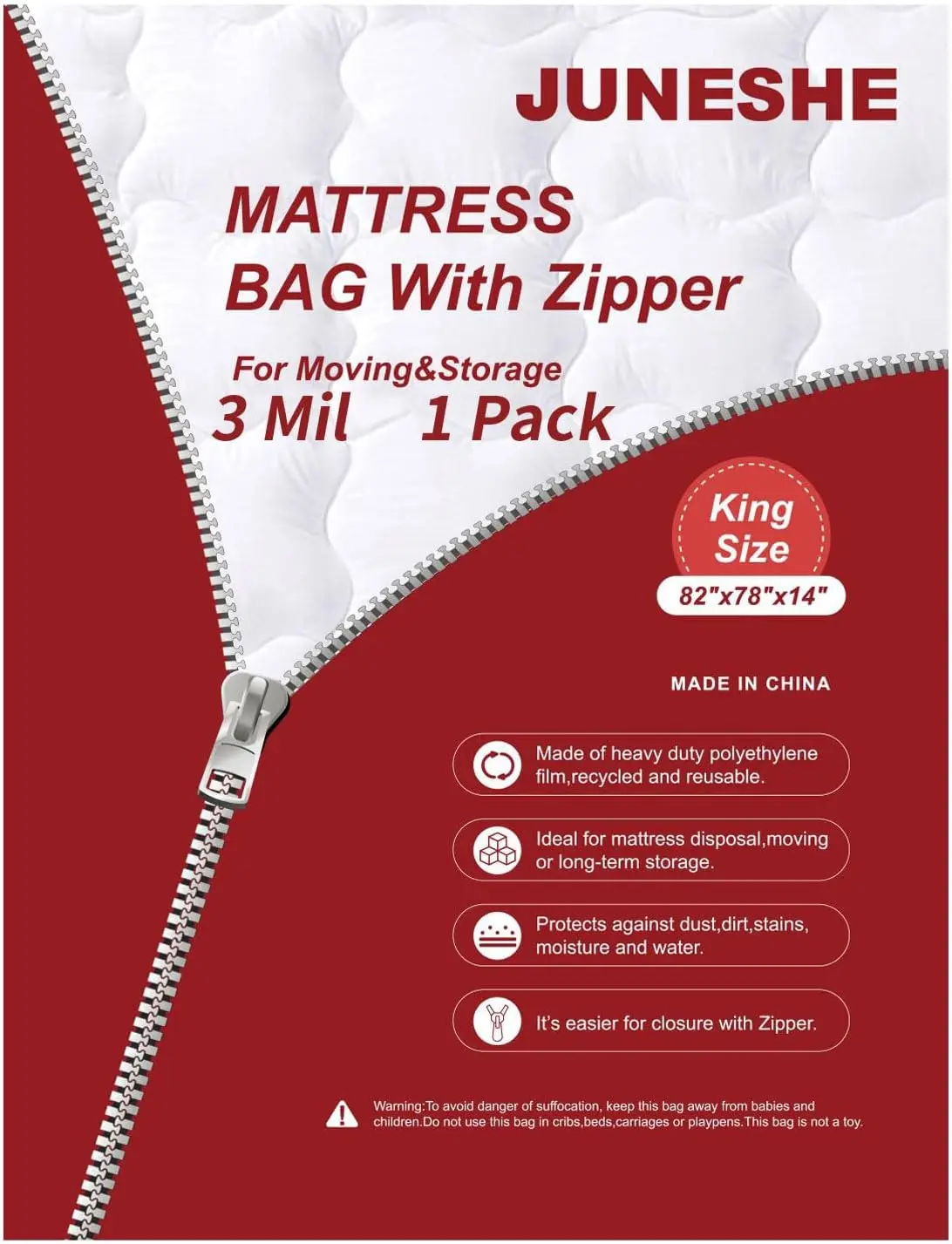 King Mattr Bag для переезда и хранения - пластиковая водонепроницаемая сумка для хранения матрасов на молнии Mil
King Mattr Bag для переезда и хранения - пластиковая водонепроницаемая сумка для хранения матрасов на молнии Mil