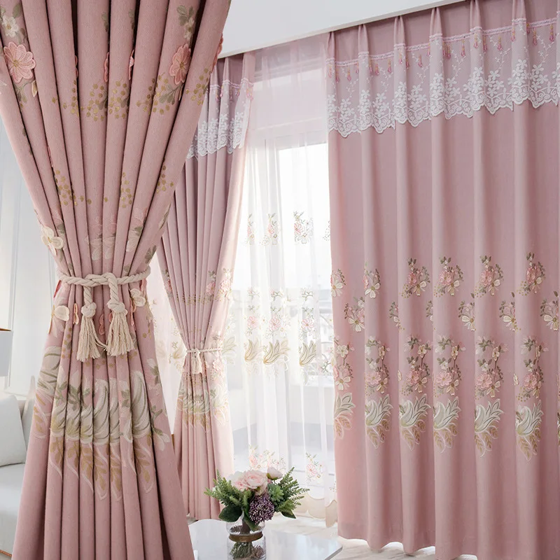Curtains for Living Dining Room Bedroom Custom European Style Pink Embossed Blackout Embroidery
Curtains for Living Dining Room Bedroom Custom European Style Pink Embossed Blackout Embroidery