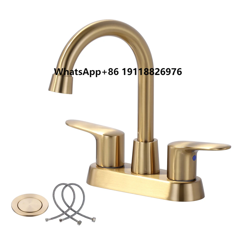 4 Inch Bathroom Faucet 3 Hole, 360° Swivel Spout 2 Handle Centerset Bathroom Vanity Sink Faucet Gold Lavatory Faucets
4 Inch Bathroom Faucet 3 Hole, 360° Swivel Spout 2 Handle Centerset Bathroom Vanity Sink Faucet Gold Lavatory Faucets