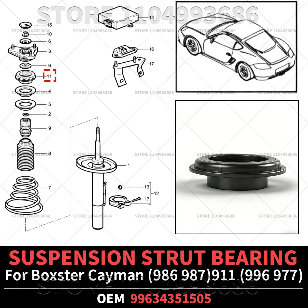 Для Porsche 1997-2012 Boxster Cayman (986 987) 1999-2012 911 (996 997) Подшипник амортизационной стойки OEM 99634351505 99634351504
Для Porsche 1997-2012 Boxster Cayman (986 987) 1999-2012 911 (996 997) Подшипник амортизационной стойки OEM 99634351505 99634351504
