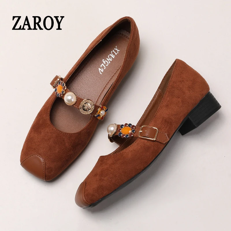 Suede Mary Jane Shoes Fall Women Office Work Flat Sandals Square Toe Retro Pearl Buckle Strap Elegant Loafers Ballerinas Zapatos
Suede Mary Jane Shoes Fall Women Office Work Flat Sandals Square Toe Retro Pearl Buckle Strap Elegant Loafers Ballerinas Zapatos