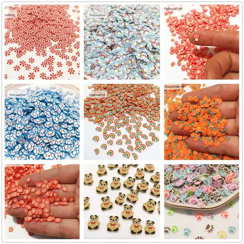 20g Kawaii Arco Iris suave arcilla rebanada DIY decoración de uñas arcilla polimérica rociadores para manualidades simulación comida juego
