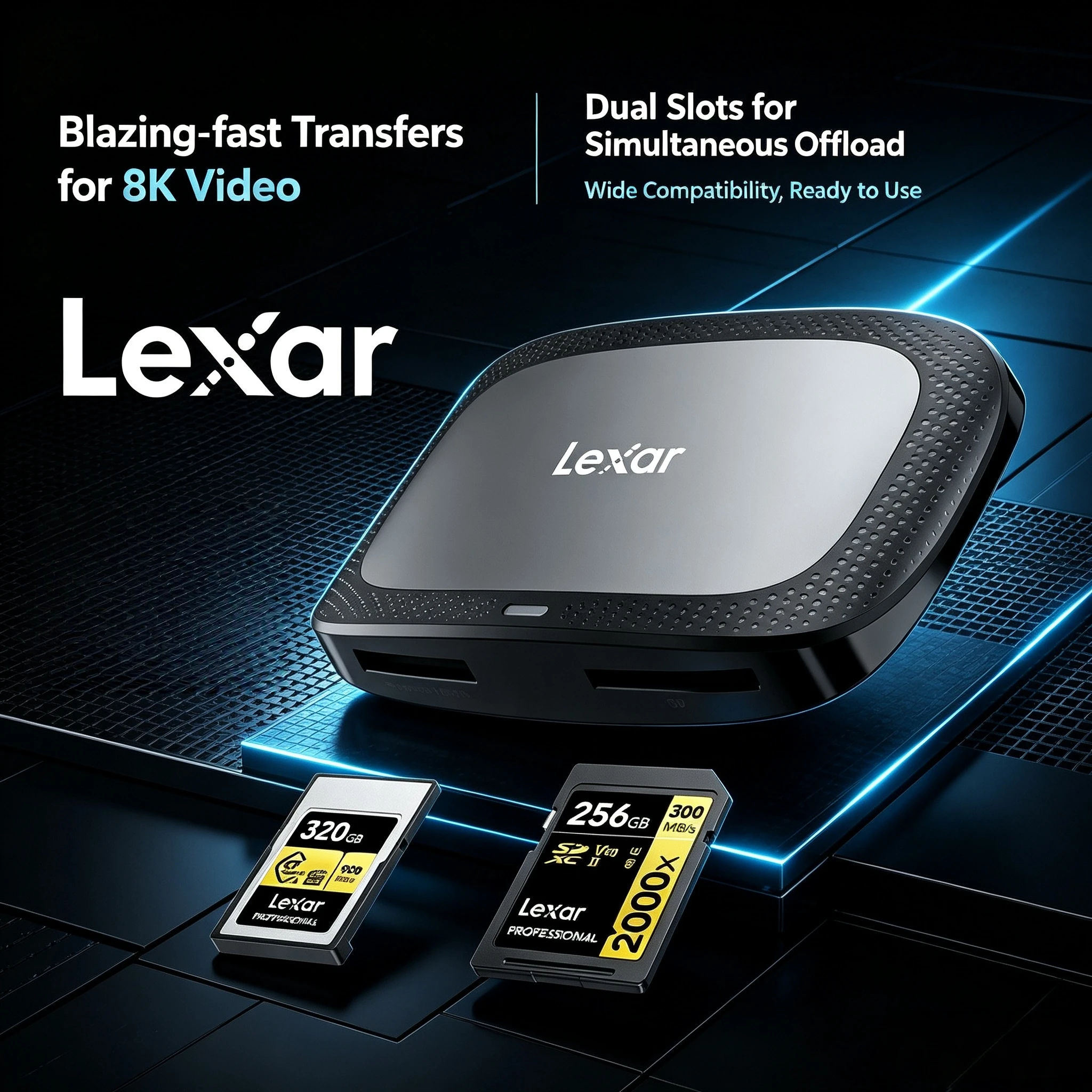 Lexar 2-in-1 Reader CFexpress Type A SD USB C 3.2 Gen2 10Gbps High Speed Transfer 8K Workflow for Photographers Pro Tablet
Lexar 2-in-1 Reader CFexpress Type A SD USB C 3.2 Gen2 10Gbps High Speed Transfer 8K Workflow for Photographers Pro Tablet