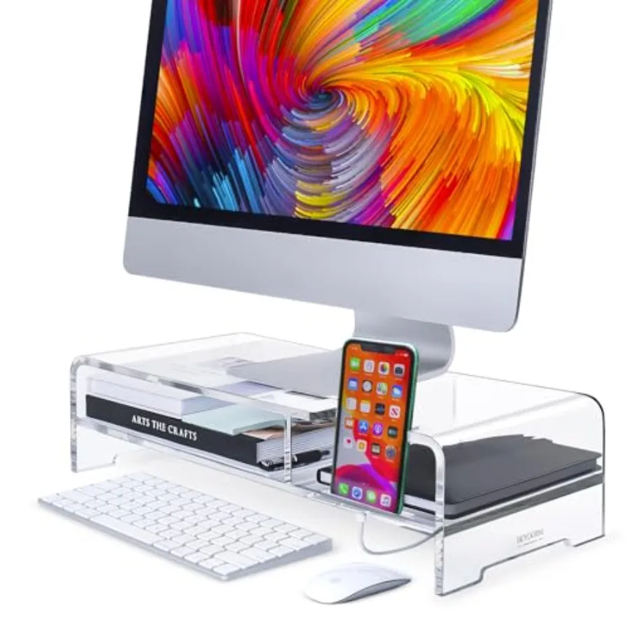 Acrylic Monitor Stand for Full Keyboard 20 Wide 2-Tier Riser with Storage Shelf and Phone Holder Desktop Organizer for Laptop P
Acrylic Monitor Stand for Full Keyboard 20 Wide 2-Tier Riser with Storage Shelf and Phone Holder Desktop Organizer for Laptop P