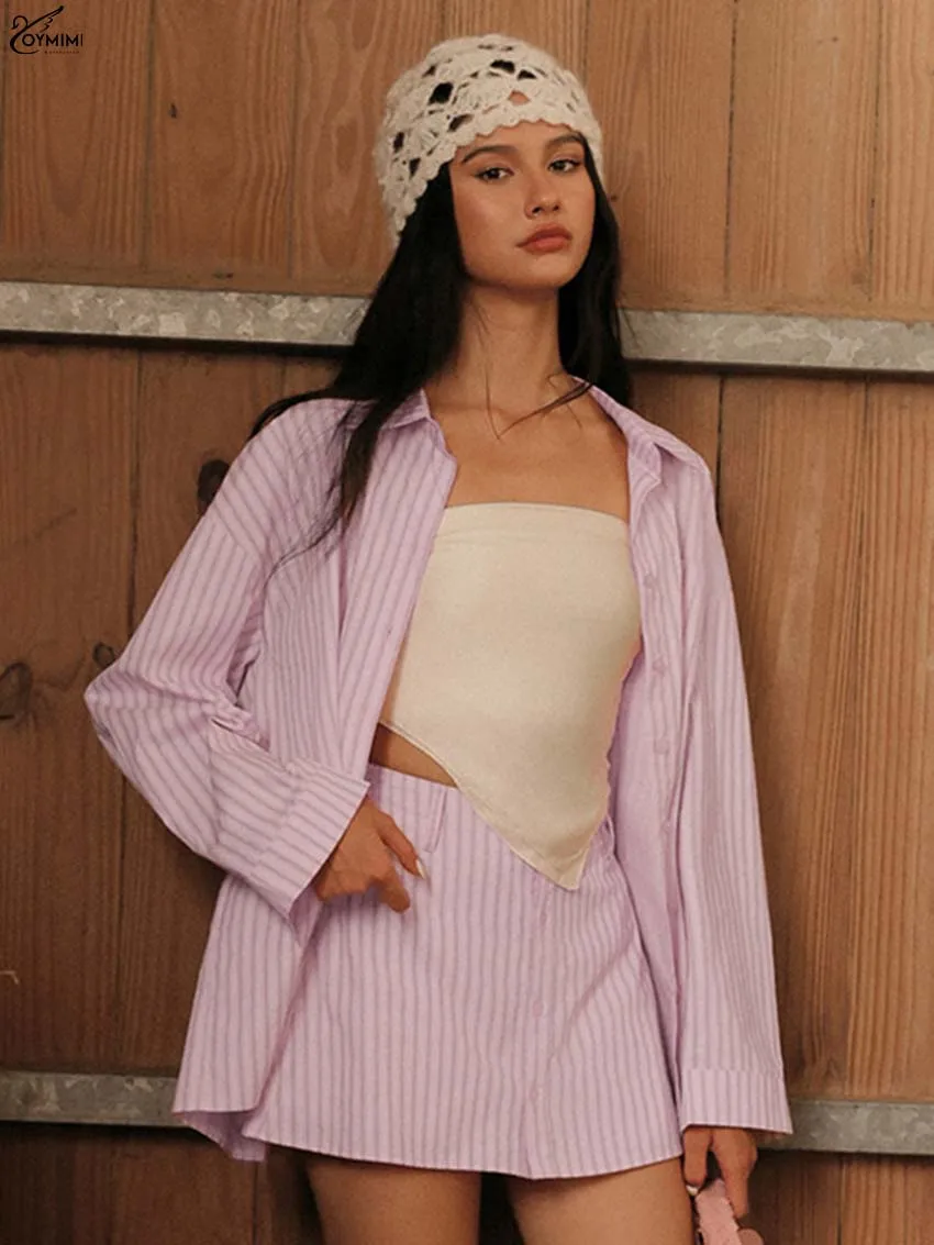 Oymimi Fashion Pink Cotton Woman 2 Piece Set Outfit Elegant Long Sleeve Pockets Single Breasted Shirts + Button Mini Skirts Sets
Oymimi Fashion Pink Cotton Woman 2 Piece Set Outfit Elegant Long Sleeve Pockets Single Breasted Shirts + Button Mini Skirts Sets