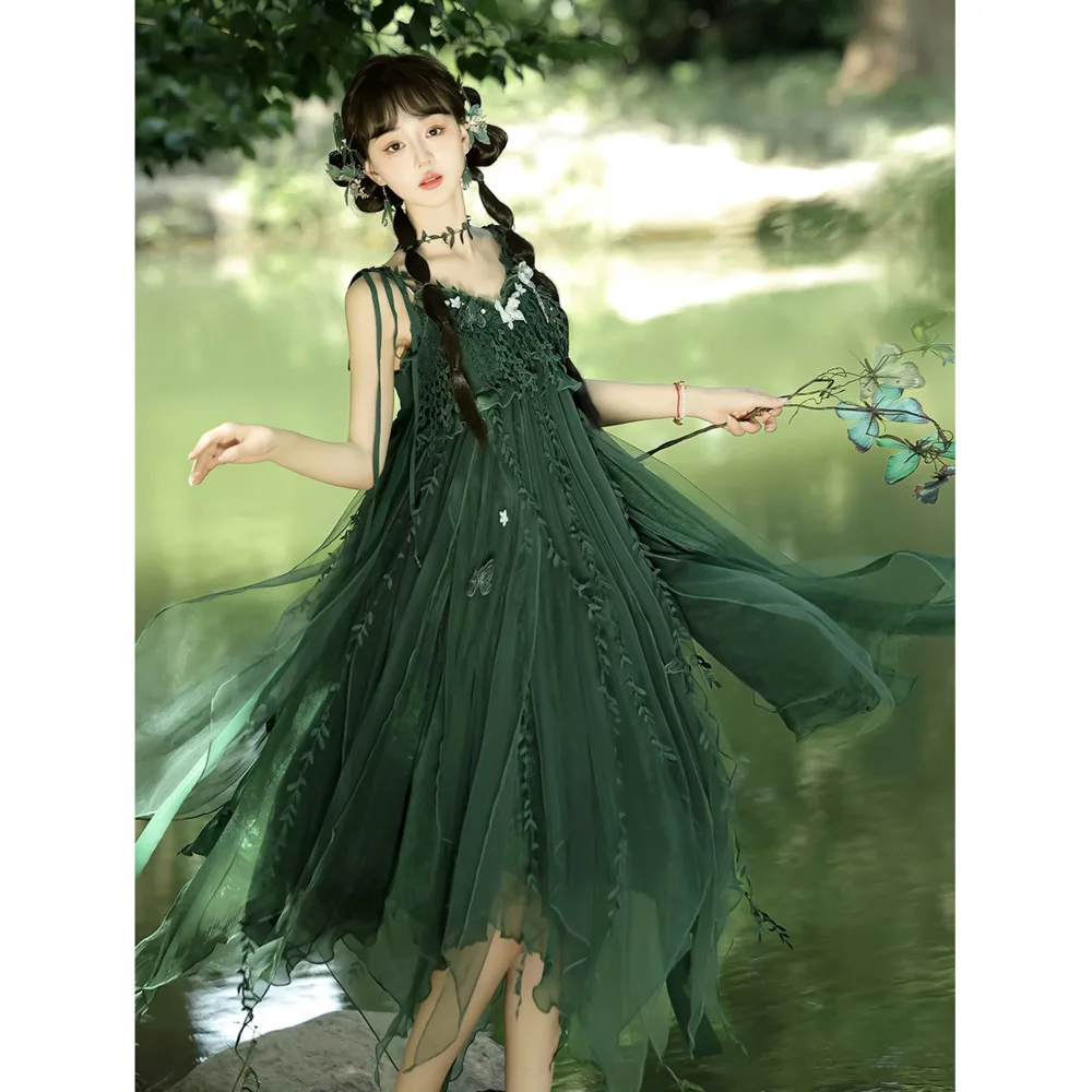 Moss New Chinese Elements Summer Temperament Elegant Antique Slip Dress Lo Leaf Nechlace Choker Green Forest Elf
Moss New Chinese Elements Summer Temperament Elegant Antique Slip Dress Lo Leaf Nechlace Choker Green Forest Elf