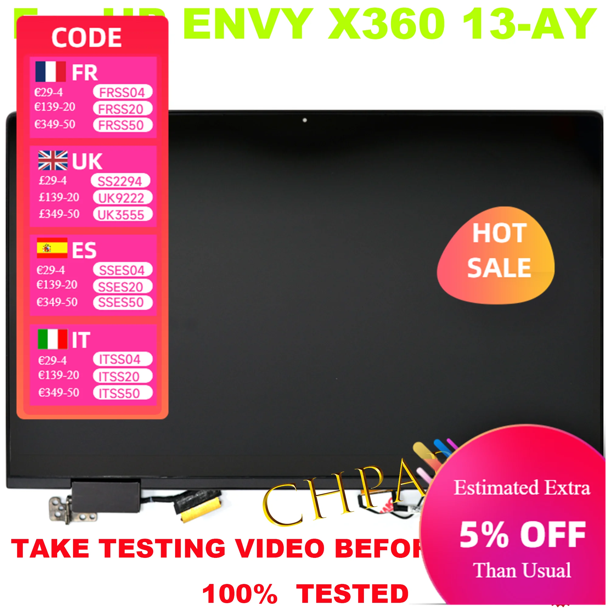 For HP ENVY X360 13-AY 13-ay0067nr 13-ay0504sa NV133FHM-N5T B140HAT04.1 13.3-Inch LCD Touch Screen Digitizer Assembly
For HP ENVY X360 13-AY 13-ay0067nr 13-ay0504sa NV133FHM-N5T B140HAT04.1 13.3-Inch LCD Touch Screen Digitizer Assembly