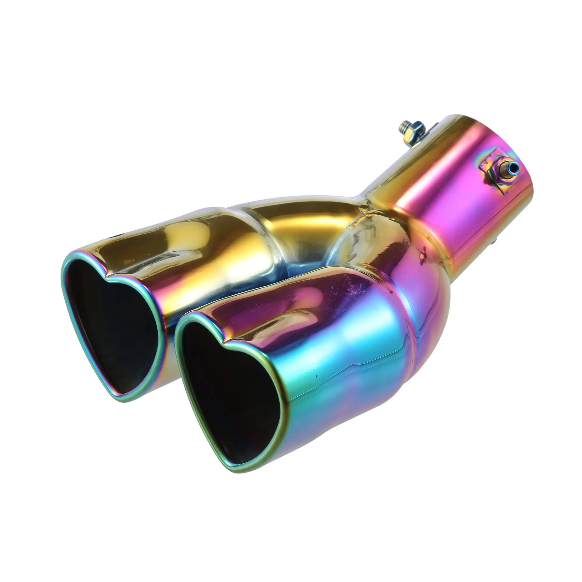 Stainless Steel 63mm 2.5 Inch Inlet Dual Heart-Shaped Exhaust Tip, 8.7 Inch Universal Bolt-On Tailpipe With Multicolor Finish
Stainless Steel 63mm 2.5 Inch Inlet Dual Heart-Shaped Exhaust Tip, 8.7 Inch Universal Bolt-On Tailpipe With Multicolor Finish