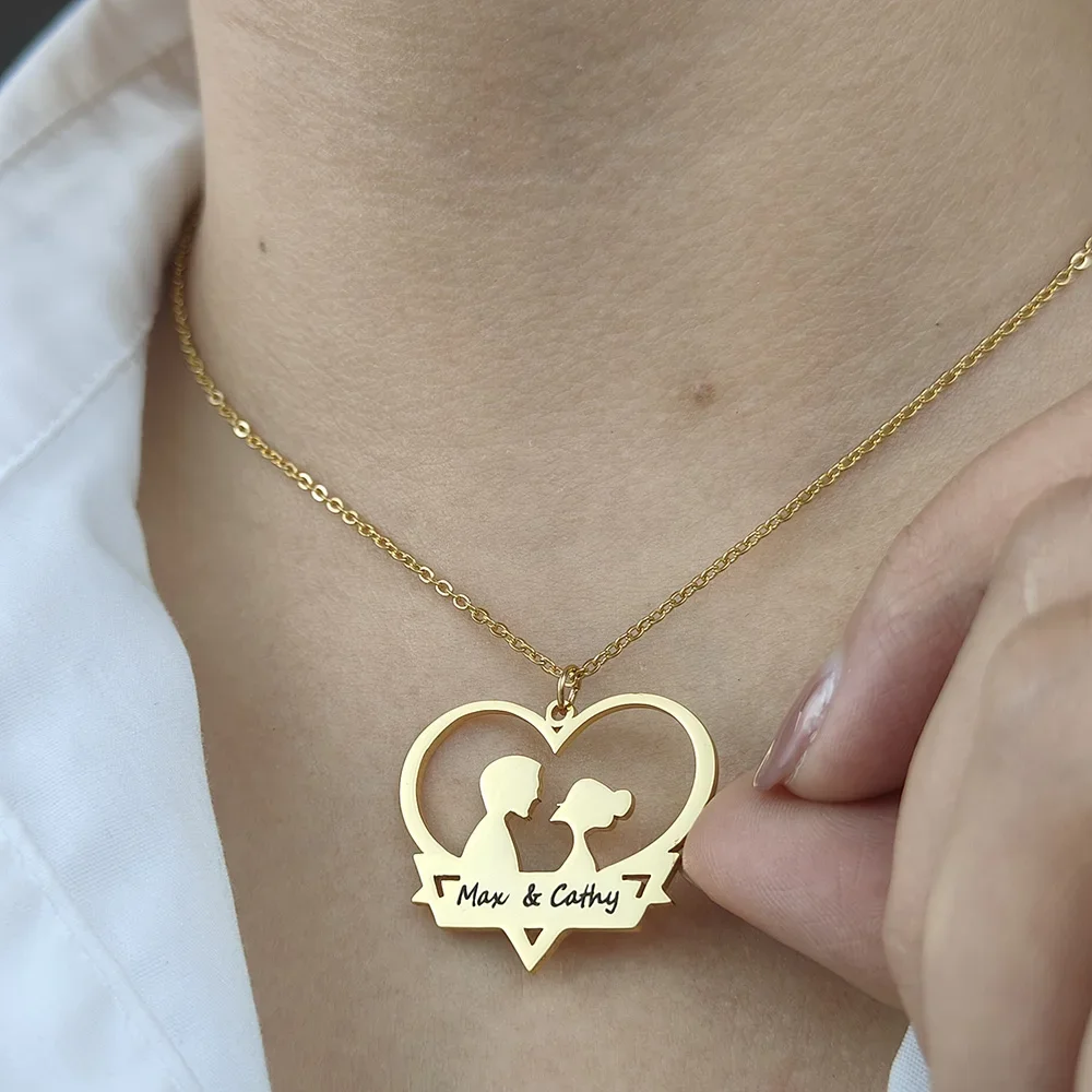 Custom Sculpture Name Couple Necklace Personalised Heart Pendant Stainless Steel Gold Jewelry Valentine's Day Gift
Custom Sculpture Name Couple Necklace Personalised Heart Pendant Stainless Steel Gold Jewelry Valentine's Day Gift
