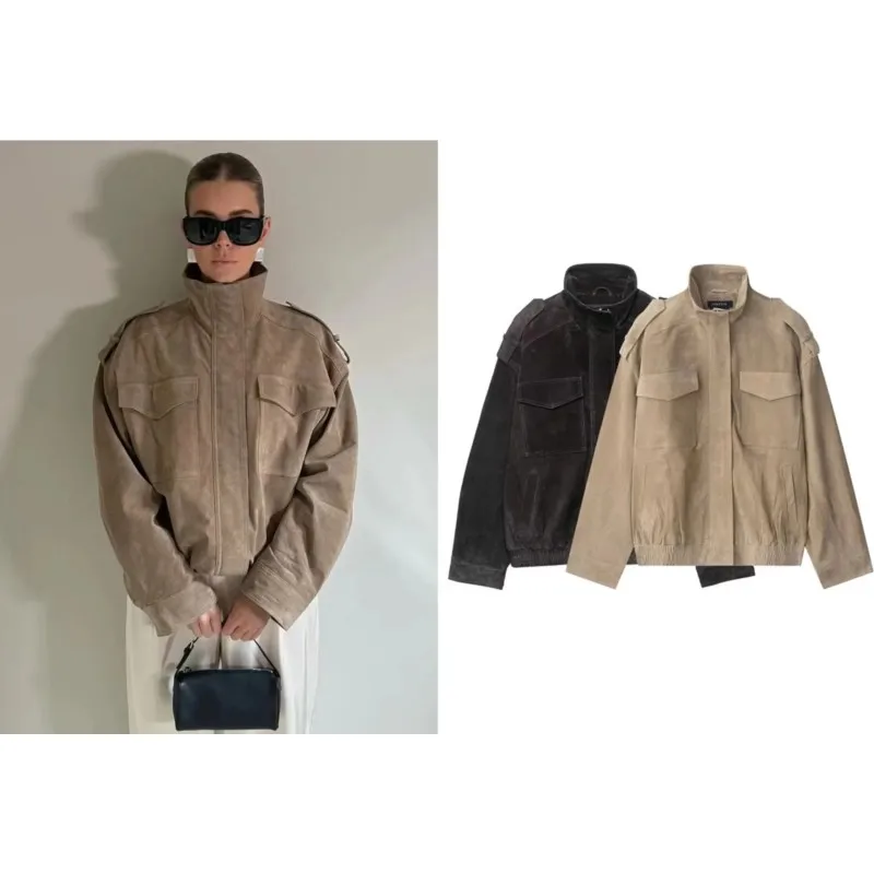 Женская замшевая куртка с высоким воротником, осенняя куртка на молнии с длинными рукавами и карманами, женские пальто, повседневные женские шикарные топы
Женская замшевая куртка с высоким воротником, осенняя куртка на молнии с длинными рукавами и карманами, женские пальто, повседневные женские шикарные топы