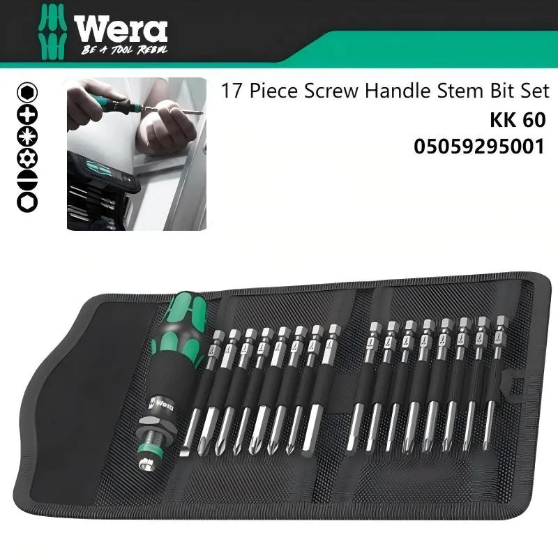 WERA KK 60 Kraftform 17PCS Bitholding Screwdriver Set w/Tool Pouch - Professional for Home/Workshop, Anti-Slip Grip 05059295001
WERA KK 60 Kraftform 17PCS Bitholding Screwdriver Set w/Tool Pouch - Professional for Home/Workshop, Anti-Slip Grip 05059295001