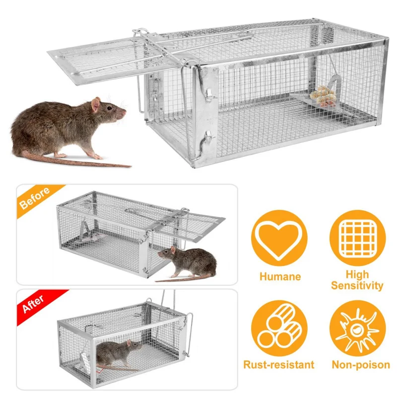 Rat Trap Cage Humane Live Rodent Trap Cage Mouse Control Bait Catch
Rat Trap Cage Humane Live Rodent Trap Cage Mouse Control Bait Catch