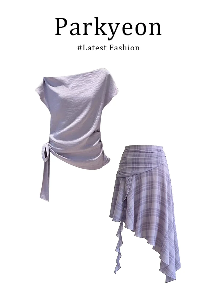 Parkyeon Women's Fashion Set with Asymmetrical Plaid Half Skirt And Slimming Top with Sides Shoulder And Pleats for Spring Su...
Parkyeon Women's Fashion Set with Asymmetrical Plaid Half Skirt And Slimming Top with Sides Shoulder And Pleats for Spring Su...