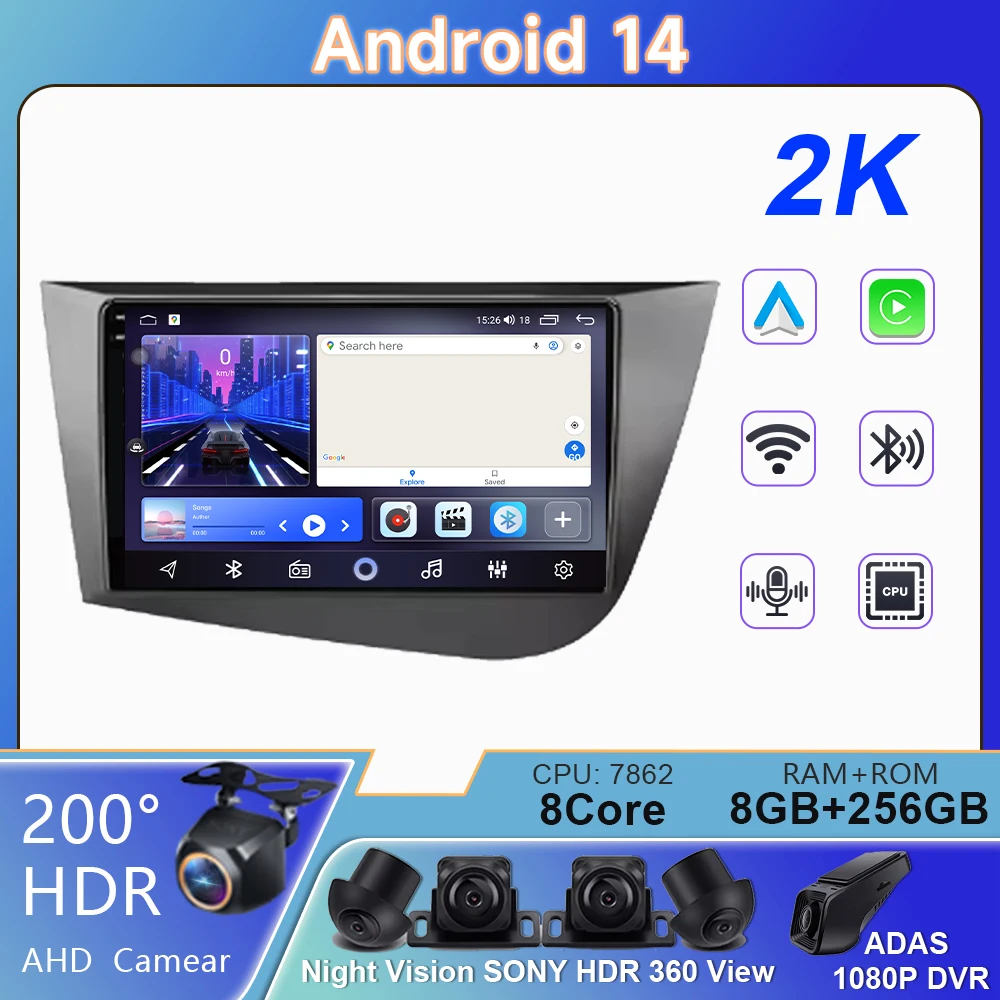 QLED 2 Din Car Radio Multimedia Player For Seat Leon 2 MK2 2005-2012 Android 14 4G GPS WIFI Navigation Stereo Head Unit Carplay
QLED 2 Din Car Radio Multimedia Player For Seat Leon 2 MK2 2005-2012 Android 14 4G GPS WIFI Navigation Stereo Head Unit Carplay