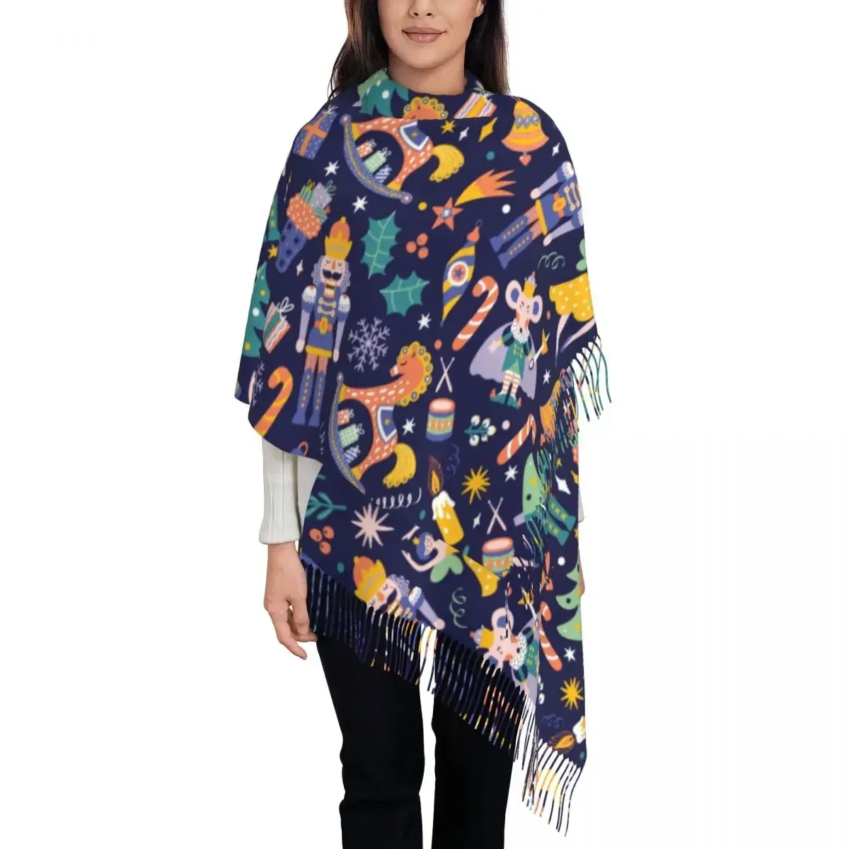 Luxury Merry Christmas Nutcracker Pattern Tassel Scarf Women Winter Fall Warm Shawls Wraps Ladies Scarves
Luxury Merry Christmas Nutcracker Pattern Tassel Scarf Women Winter Fall Warm Shawls Wraps Ladies Scarves