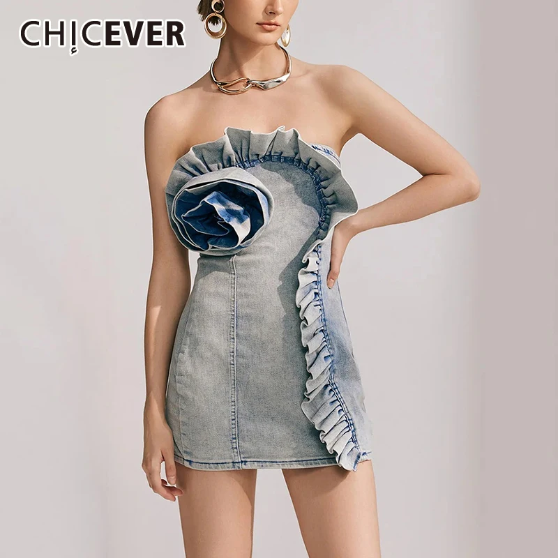 CHICEVER уличная одежда лоскутные джинсовые платья с аппликацией для женщин без бретелек без рукавов с высокой талией и открытой спиной тонкое мини-платье женское
CHICEVER уличная одежда лоскутные джинсовые платья с аппликацией для женщин без бретелек без рукавов с высокой талией и открытой спиной тонкое мини-платье женское