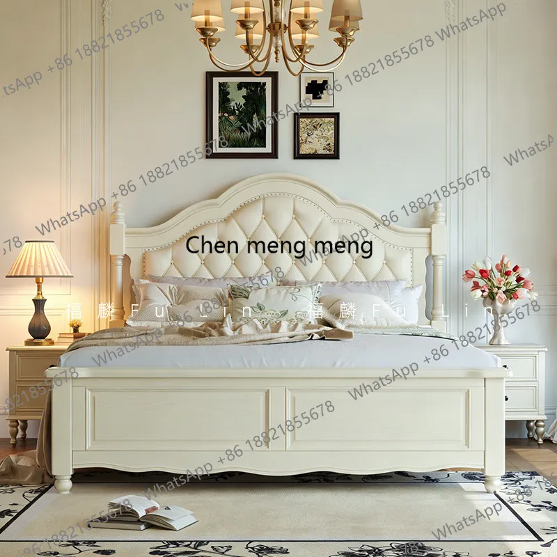 French white all solid wood bed double master bed American light luxury princess bed
French white all solid wood bed double master bed American light luxury princess bed