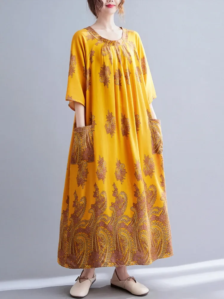 Short Sleeve Oversized Cotton Vintage Floral New in Dresses for Women Casual Loose Long Summer Dress Elegant Clothing 2025 E7072
Short Sleeve Oversized Cotton Vintage Floral New in Dresses for Women Casual Loose Long Summer Dress Elegant Clothing 2025 E7072