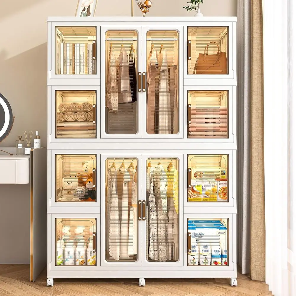 12-Cube Portable Wardrobe Organizer with 2 Hanging Rods and 16 Hangers for Clothes and Baby Storage
12-Cube Portable Wardrobe Organizer with 2 Hanging Rods and 16 Hangers for Clothes and Baby Storage