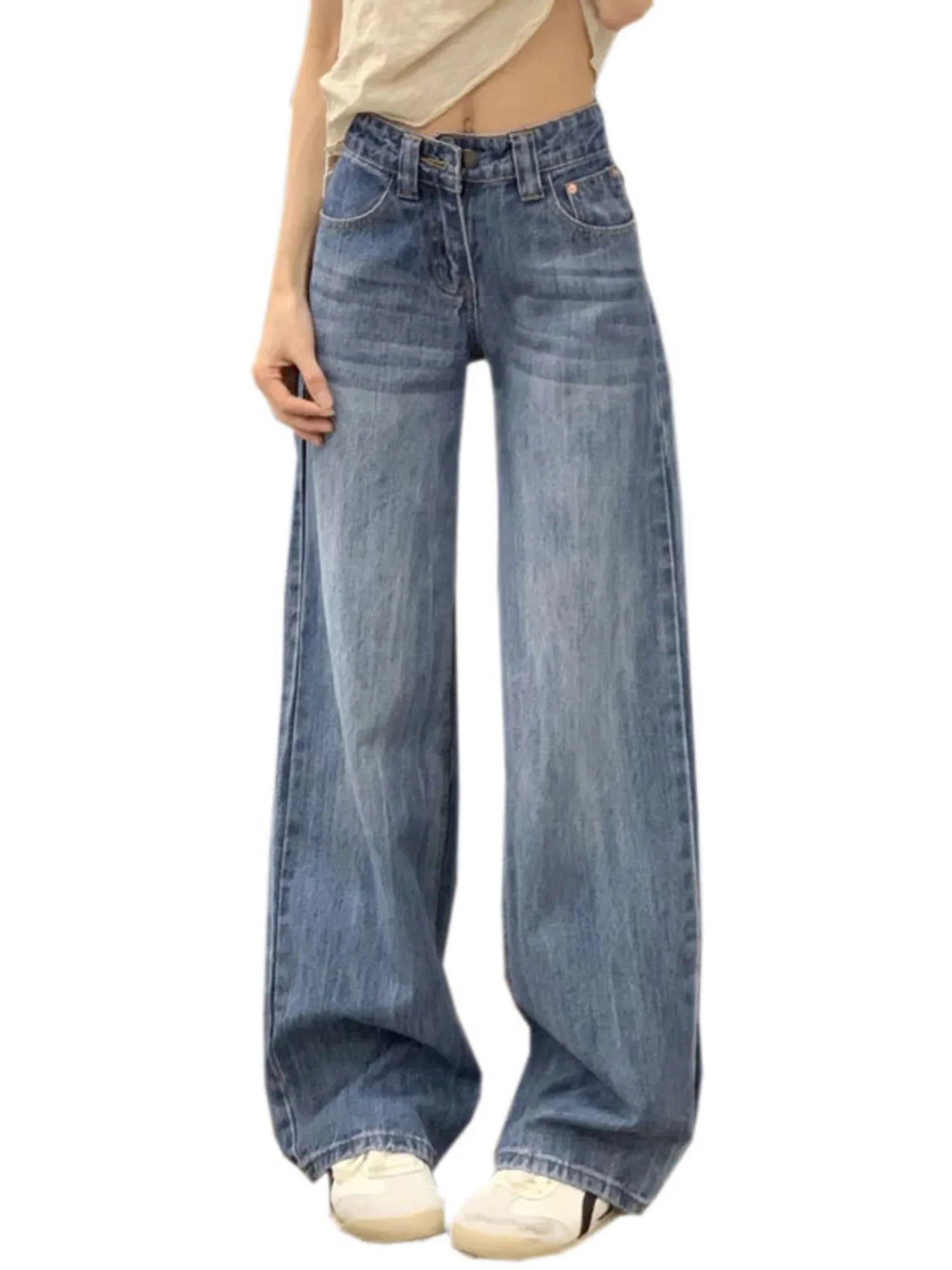 Women Vintage Washed Wide Leg Jeans High Waist Baggy Denim Pants Y2K Casual Streetwear
Women Vintage Washed Wide Leg Jeans High Waist Baggy Denim Pants Y2K Casual Streetwear
