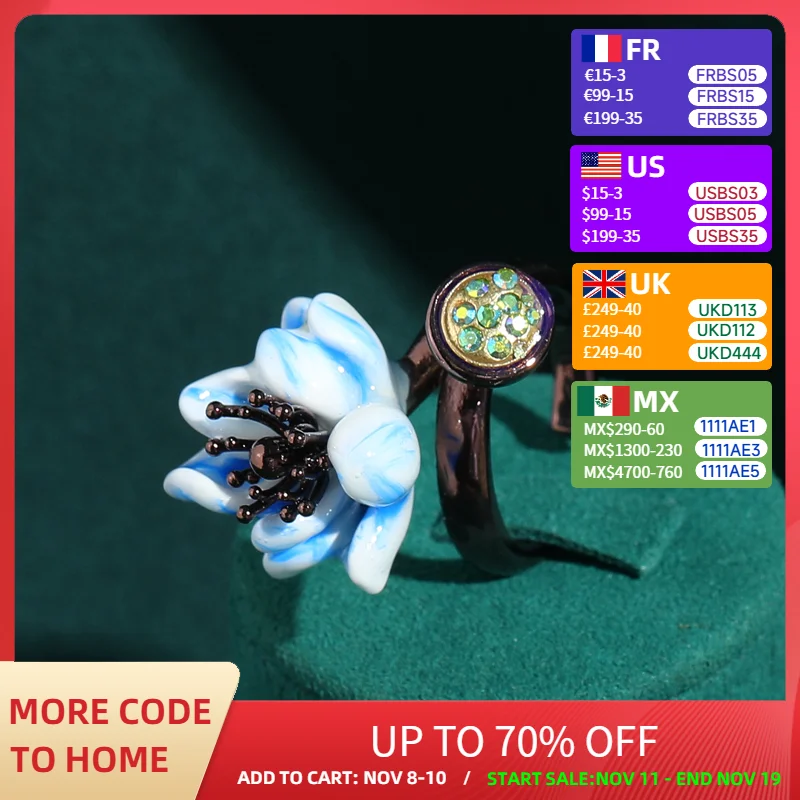 Vintage Jewelry Blue Flower Ring Copper Antique Gold Color Accessories For Women Luxury Quality Jewelry Party Summer Jewelry New
Vintage Jewelry Blue Flower Ring Copper Antique Gold Color Accessories For Women Luxury Quality Jewelry Party Summer Jewelry New