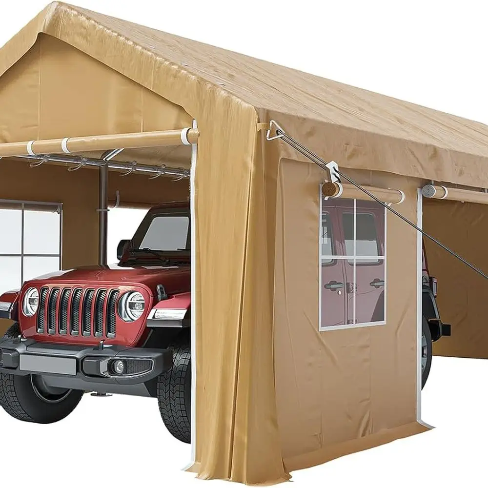 Сверхмощный навес, портативный гараж со съемными боковыми стенками, дверцами и окнами, всесезонный водонепроницаемый брезент для хранения на открытом воздухе для
Сверхмощный навес, портативный гараж со съемными боковыми стенками, дверцами и окнами, всесезонный водонепроницаемый брезент для хранения на открытом воздухе для