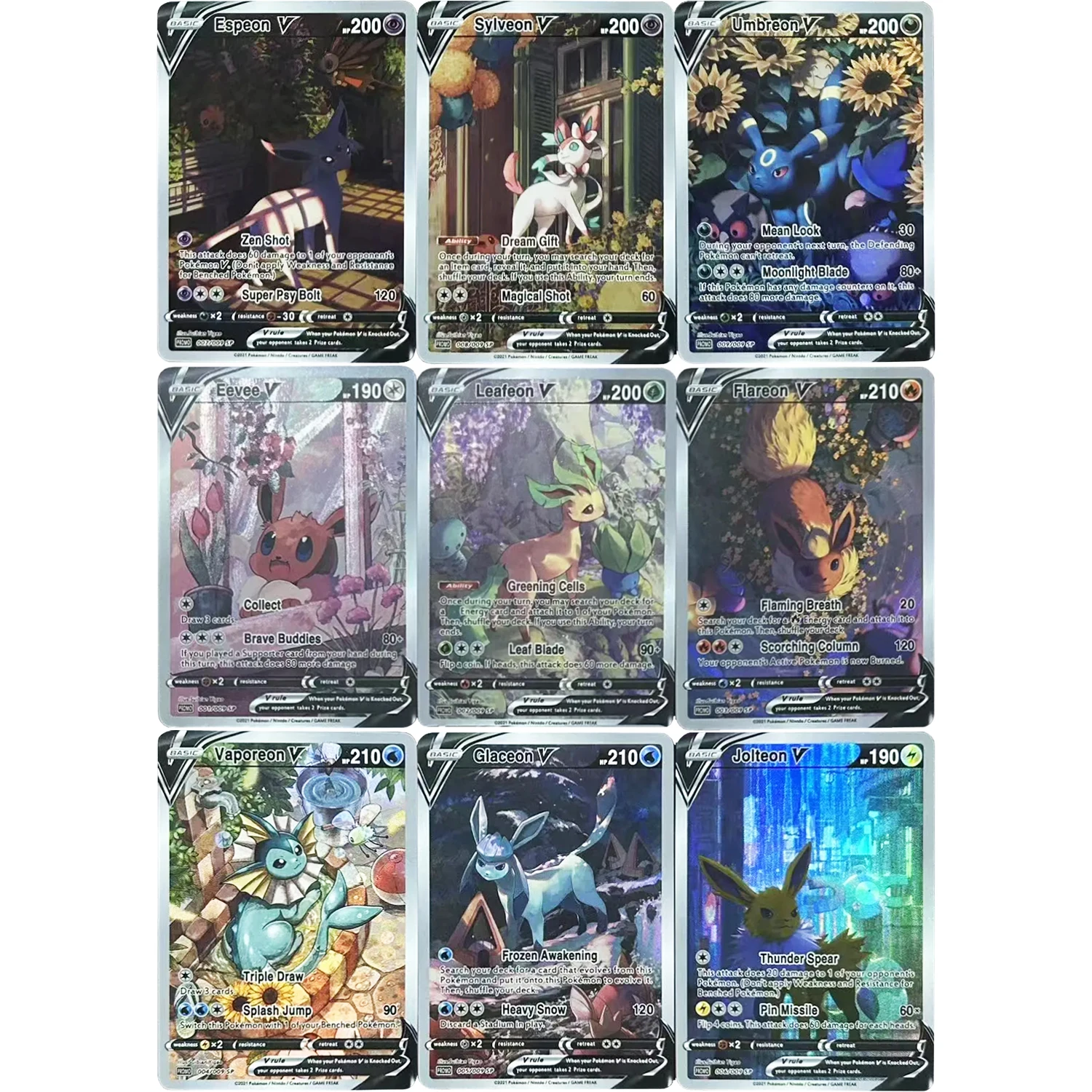 9 шт./компл. PTCG английская версия Eeveelution Umbreon редкая флэш-карта Sylveon Diy классическая игра аниме коллекционная карта подарочная игрушка
9 шт./компл. PTCG английская версия Eeveelution Umbreon редкая флэш-карта Sylveon Diy классическая игра аниме коллекционная карта подарочная игрушка