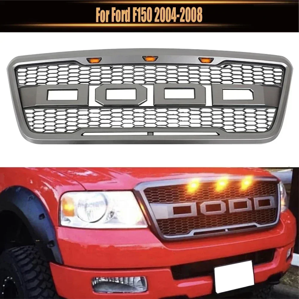 For Ford F150 2004-2008 Raptor Style Grey ABS Front Grill Bumper Hood Mesh Grille with Amber LED Lights And+Letters Modified
For Ford F150 2004-2008 Raptor Style Grey ABS Front Grill Bumper Hood Mesh Grille with Amber LED Lights And+Letters Modified