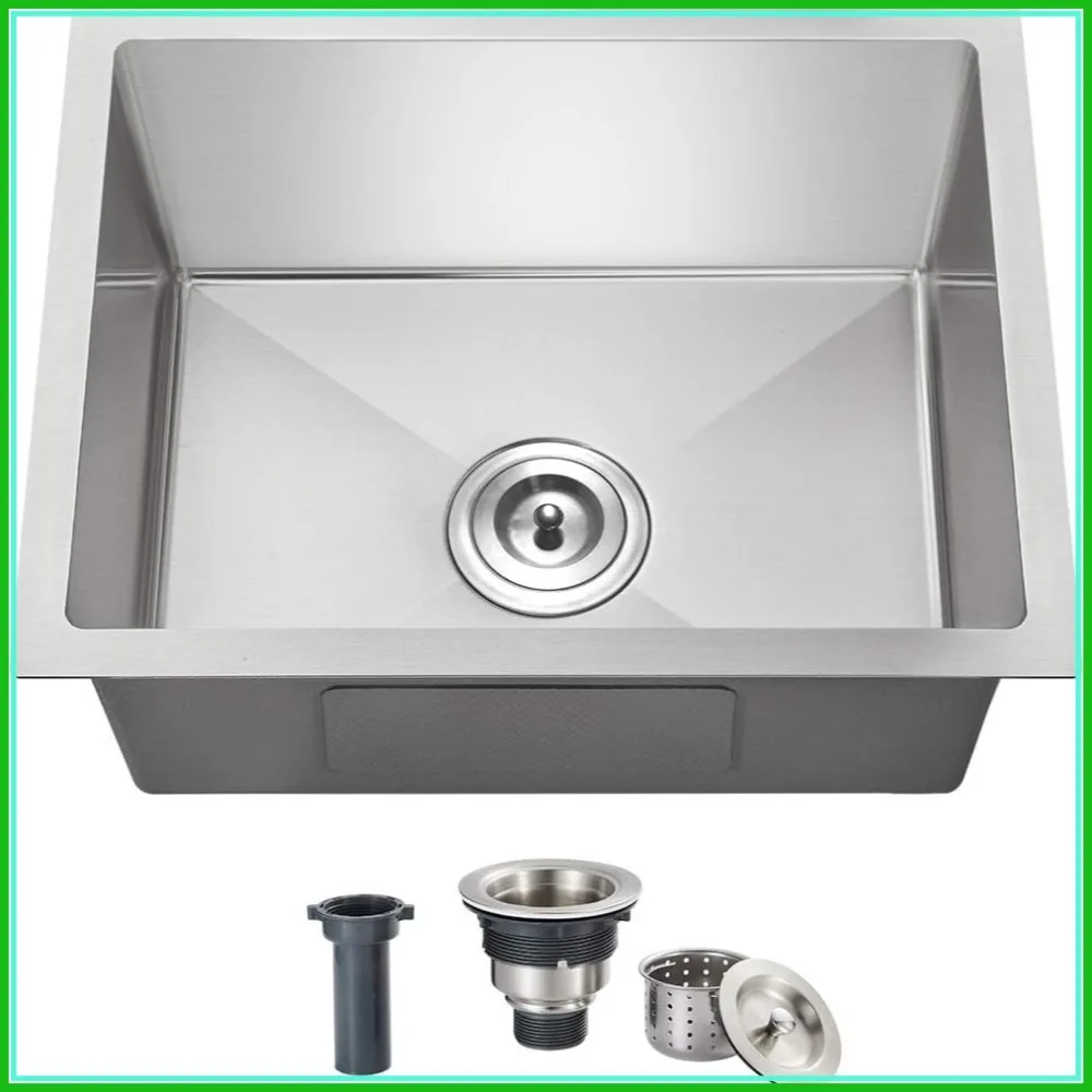 20x16 Inch Kitchen Sink, 304 Stainless Steel, 9" Deep Single Bowl, Undermount, Tight Radius Corners for Modern Kitchen
20x16 Inch Kitchen Sink, 304 Stainless Steel, 9" Deep Single Bowl, Undermount, Tight Radius Corners for Modern Kitchen