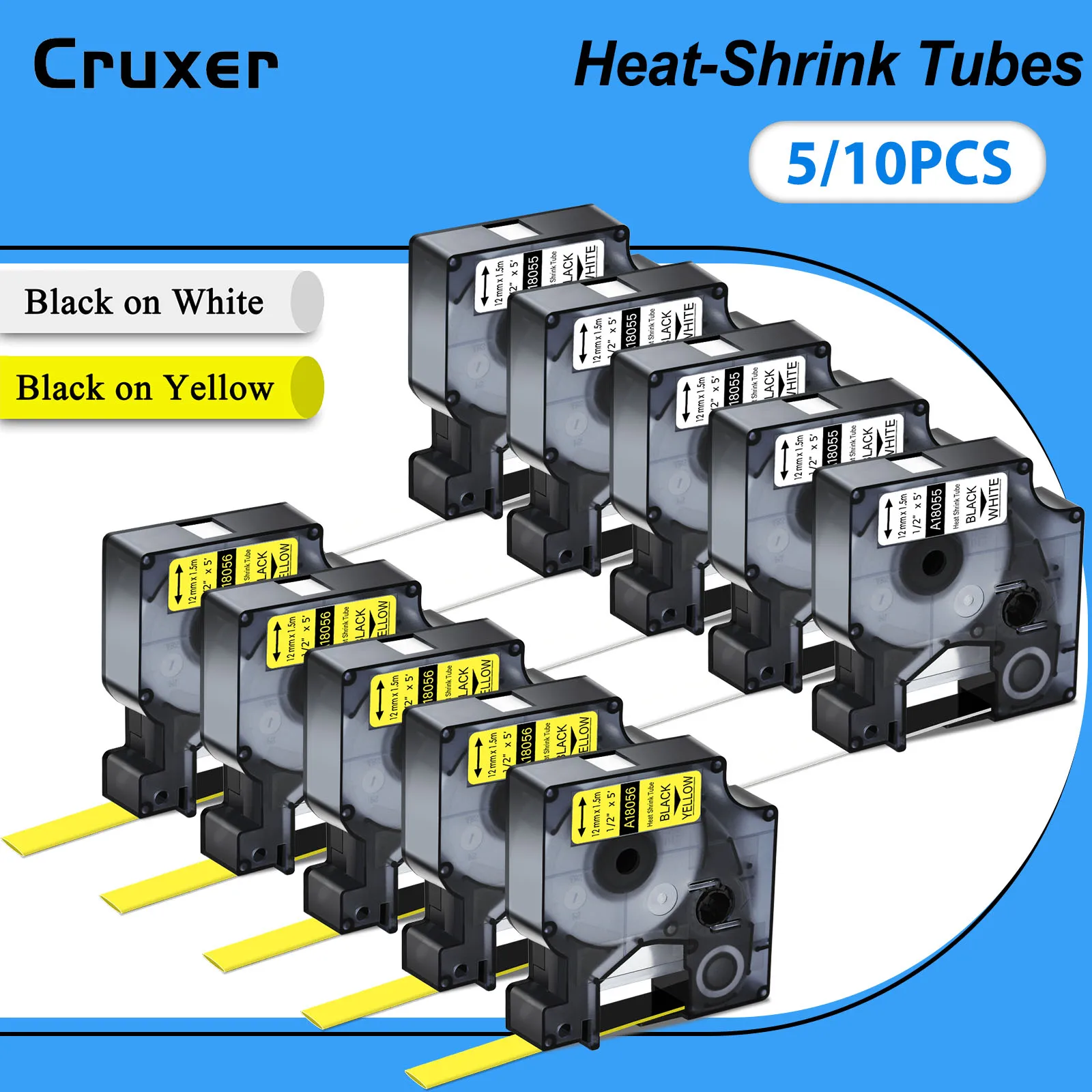 3-10PCS Industry Heat-Shrink Tubes Label Compatible for DYMO A18055 A18056 6-24mm Label Tape for Dymo Rhino 1000 4200 6000 Maker
3-10PCS Industry Heat-Shrink Tubes Label Compatible for DYMO A18055 A18056 6-24mm Label Tape for Dymo Rhino 1000 4200 6000 Maker