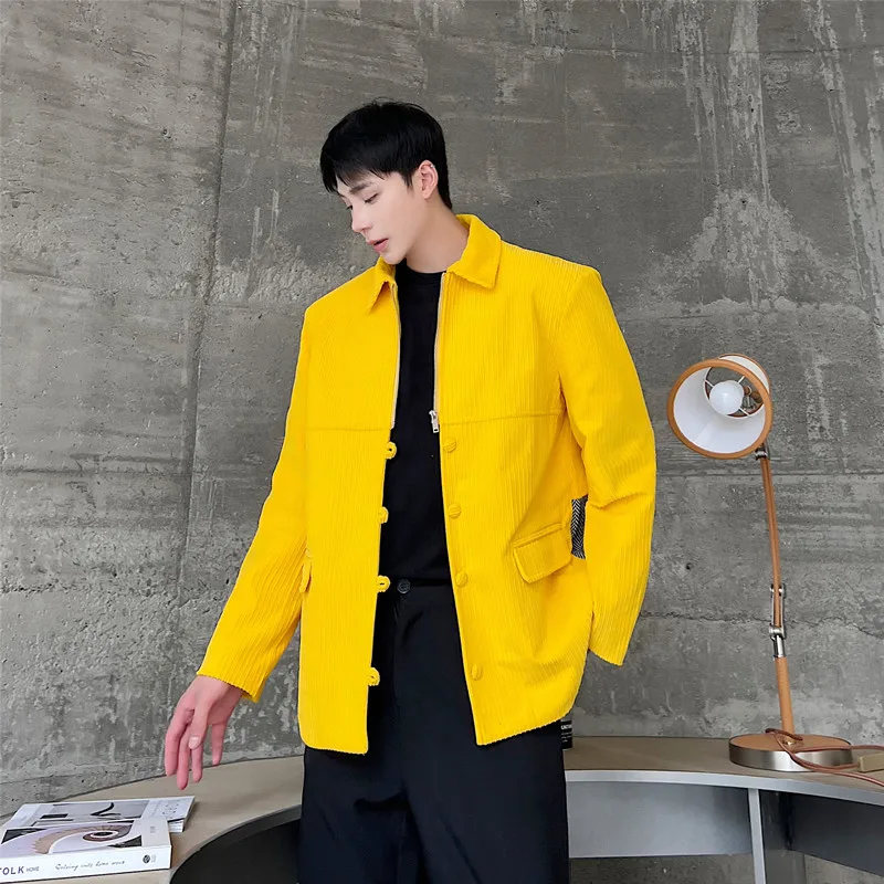 American High Street Style Yellow Corduroy Jacket Loose Workwear Top Color Block Design Casual Outerwear for Men
American High Street Style Yellow Corduroy Jacket Loose Workwear Top Color Block Design Casual Outerwear for Men