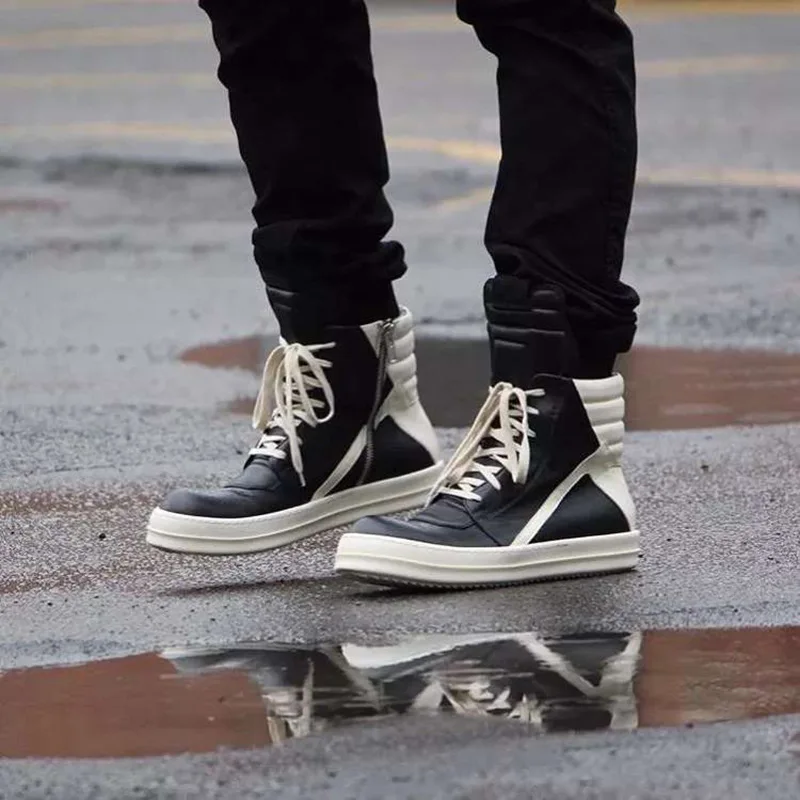 Fashion Men's Casual Shoes Inverted Triangle Design Leather Shoes for Women Black Solid Women's Sneakers Lace-up Men's Shoes
Fashion Men's Casual Shoes Inverted Triangle Design Leather Shoes for Women Black Solid Women's Sneakers Lace-up Men's Shoes