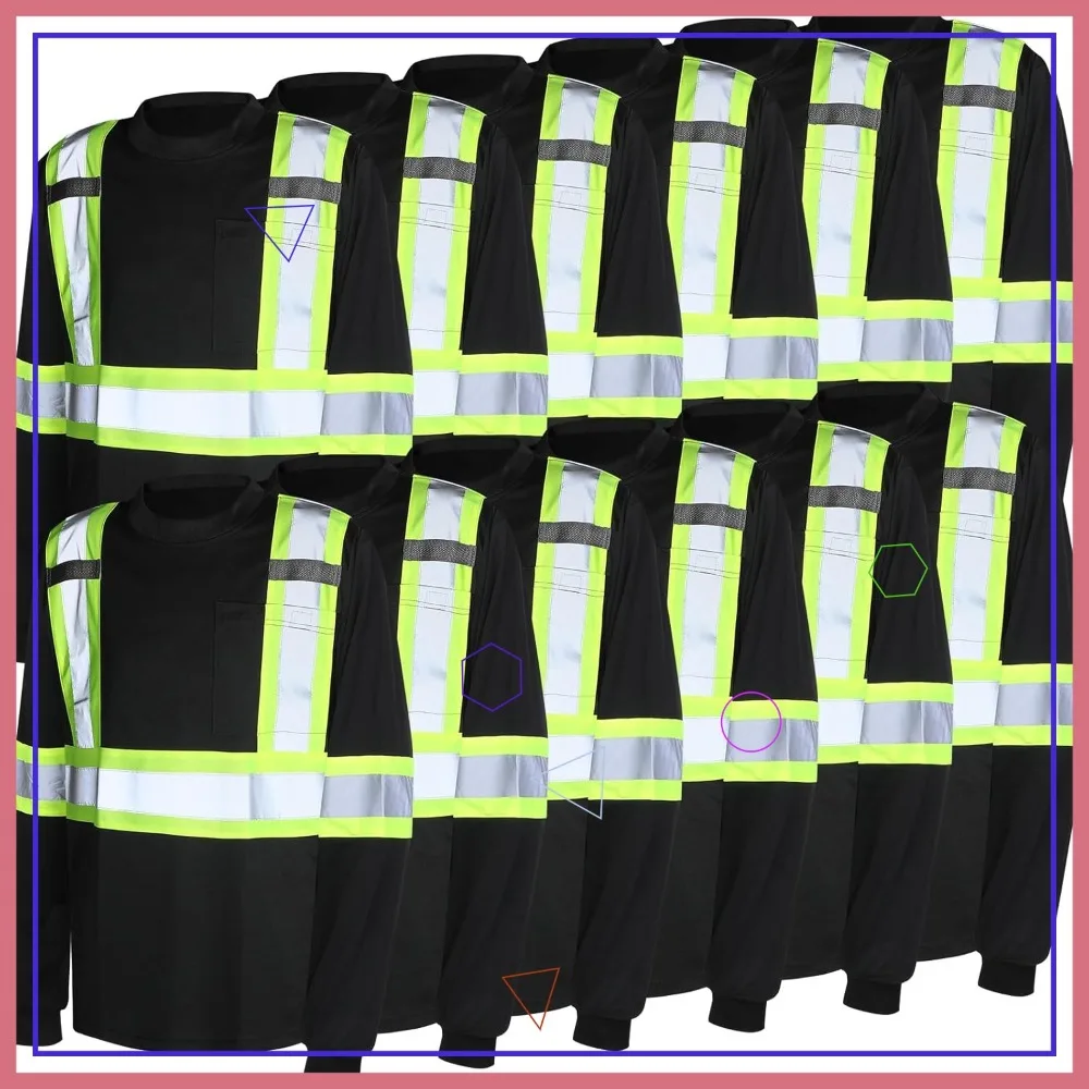 12 Pcs Class 3 Reflective High Visibility Long Sleeve Shirts with Pocket, Black Safety Wear
12 Pcs Class 3 Reflective High Visibility Long Sleeve Shirts with Pocket, Black Safety Wear