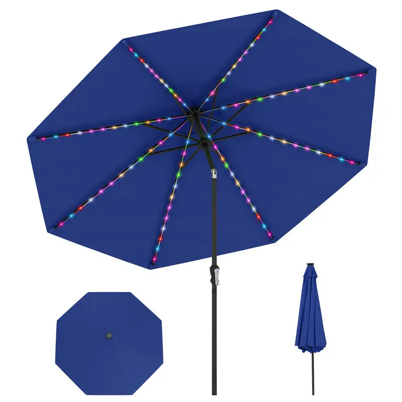 10 Feet Solar Patio Umbrella with 96 Multi-Colored Flowing LED Lights and Tilt Adjustment-Navy
10 Feet Solar Patio Umbrella with 96 Multi-Colored Flowing LED Lights and Tilt Adjustment-Navy