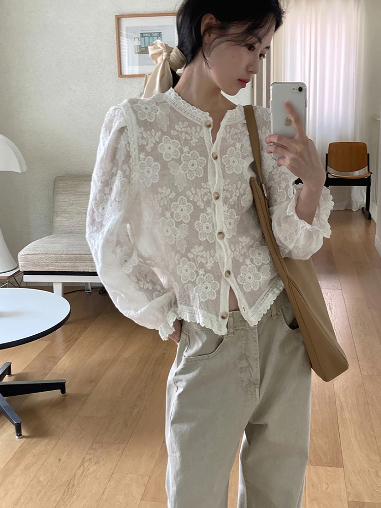 Embroidered Flower Loose Fit round Ne Women's irt Sweet Youthful Ele Versatile Lace Trim Top Trendy Commute Sle
Embroidered Flower Loose Fit round Ne Women's irt Sweet Youthful Ele Versatile Lace Trim Top Trendy Commute Sle