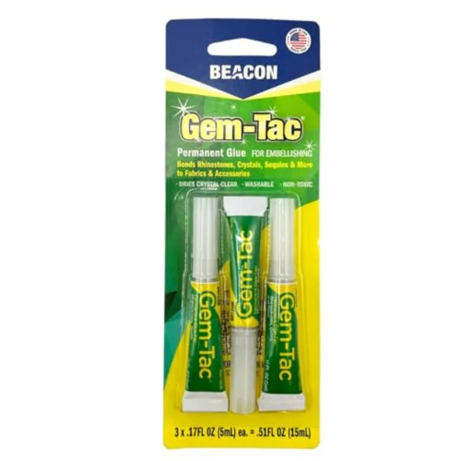 Gem-Tac Permanent Glue for Embellishing, MINI 3 Pack, 0.51 FL OZ Total, Clear
Gem-Tac Permanent Glue for Embellishing, MINI 3 Pack, 0.51 FL OZ Total, Clear