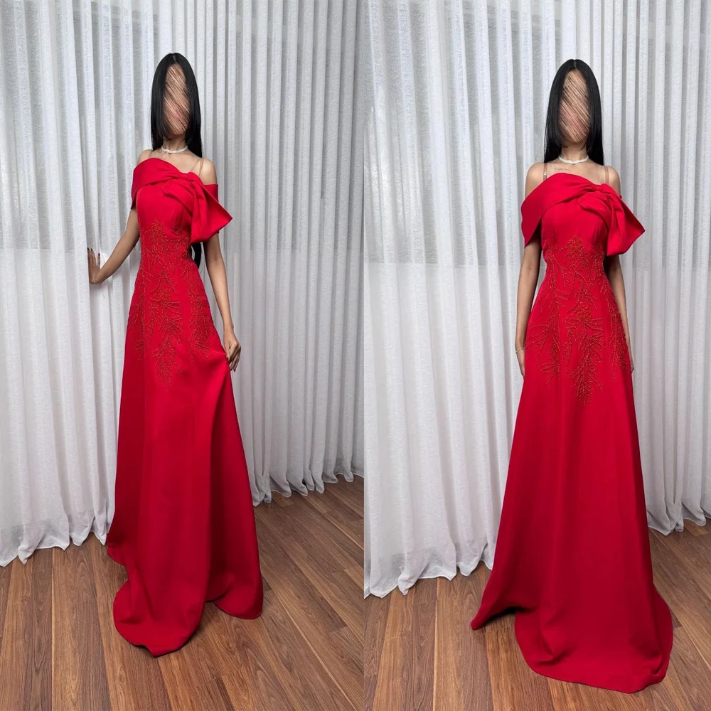 Custom Off Shoulder Satin Pleated Evening Dress with Embroider A-line Backless Floor-Length Prom Party Gown Court سيرين هايل
Custom Off Shoulder Satin Pleated Evening Dress with Embroider A-line Backless Floor-Length Prom Party Gown Court سيرين هايل