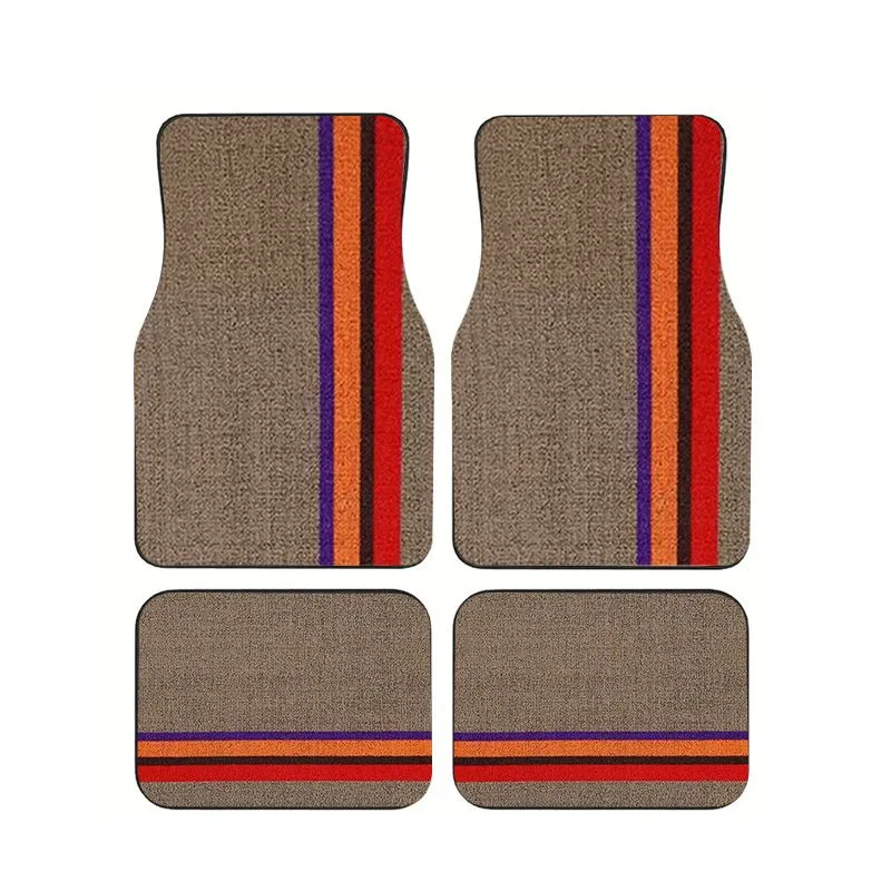 Car Floor Mats Set of 4 Brown With Multicolor Stripe Print Non Slip Universal Fit for Cars Trucks SUVs All Weather
Car Floor Mats Set of 4 Brown With Multicolor Stripe Print Non Slip Universal Fit for Cars Trucks SUVs All Weather