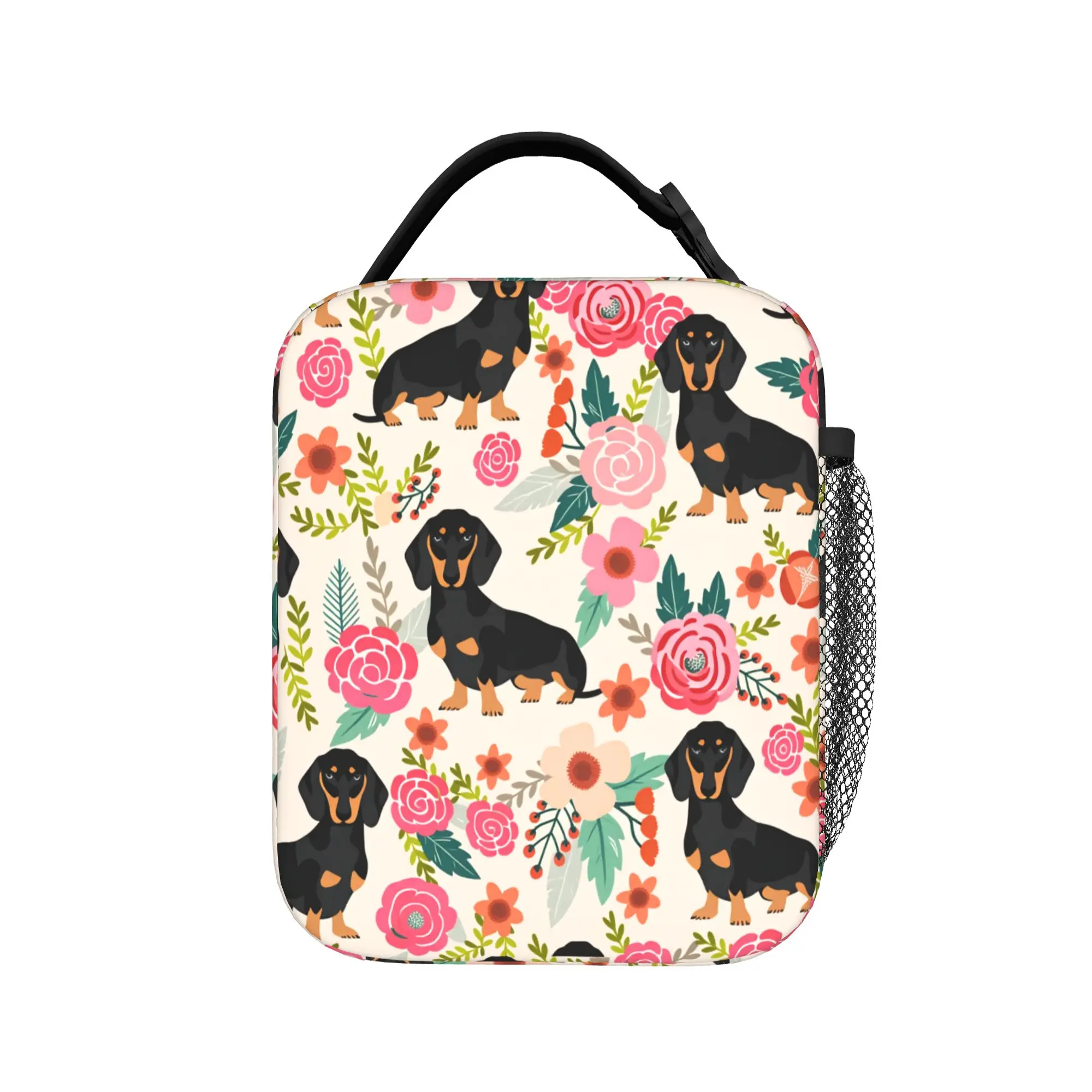 Floral Black and Tan Dachshund Pattern Lunch Bag For Girl Boy Travel Graphic Lunch Box Kawaii Waterproof Thermal Tote Handbags
Floral Black and Tan Dachshund Pattern Lunch Bag For Girl Boy Travel Graphic Lunch Box Kawaii Waterproof Thermal Tote Handbags