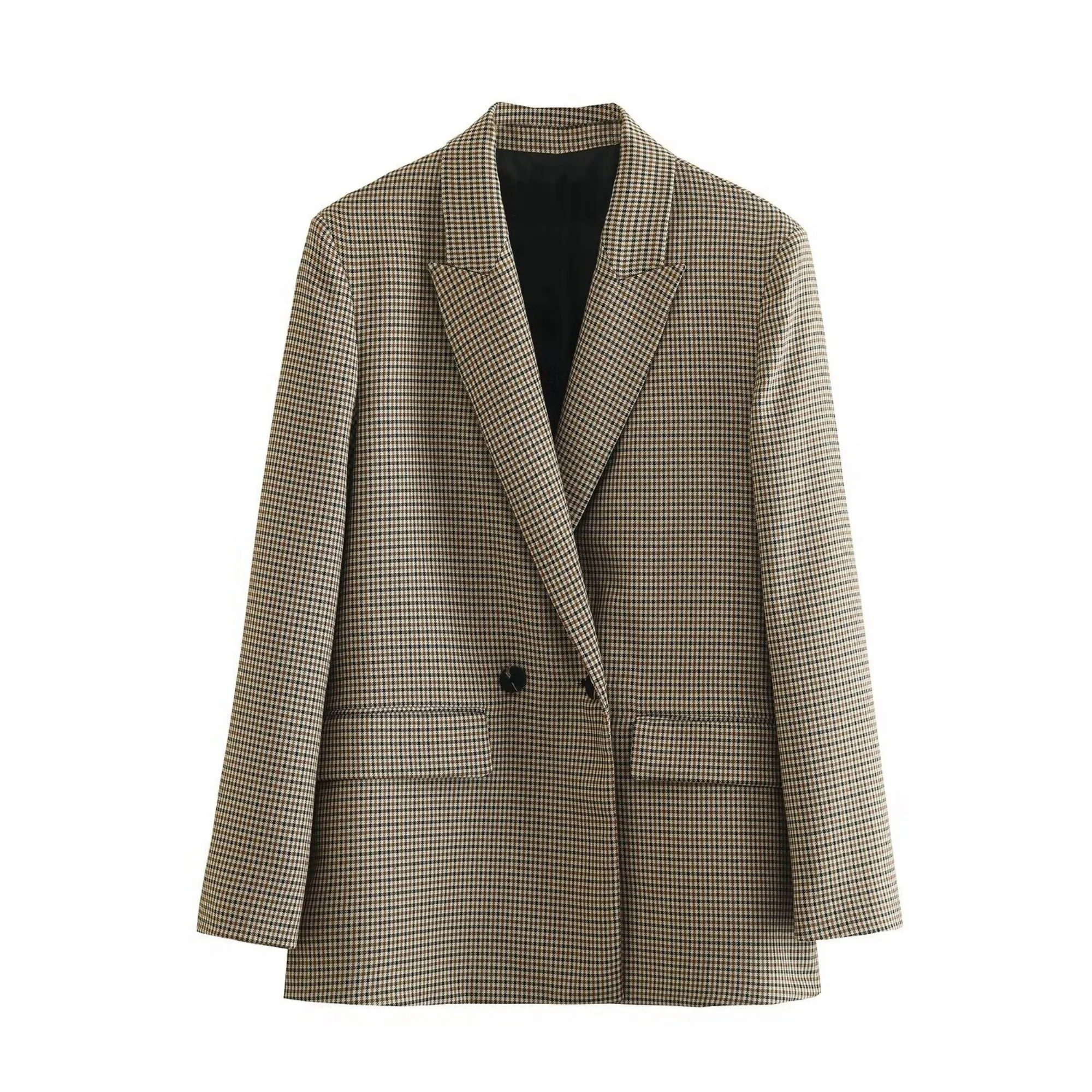 Autumn 2025 Women Plaid Blazers Jacket Casual Simple Commuting Long Sleeve Double-Breasted Suit Coat Loose OL Lady's Blazer 
Autumn 2025 Women Plaid Blazers Jacket Casual Simple Commuting Long Sleeve Double-Breasted Suit Coat Loose OL Lady's Blazer