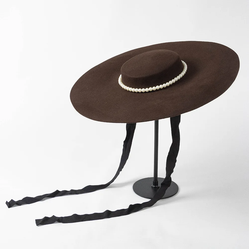 Wide Brim Fedora Hats For Women Pearl Decoration Dress Hat Red/Black/Brown Color Felt Panama Hat in One Audlt Size
Wide Brim Fedora Hats For Women Pearl Decoration Dress Hat Red/Black/Brown Color Felt Panama Hat in One Audlt Size