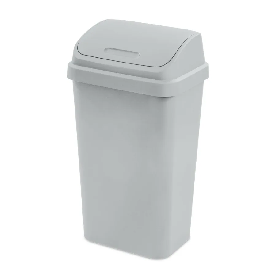 Kitchen Trash Can, 13 Gallon Plastic Garbage Bin with Swing Top Lid, Light Gray
Kitchen Trash Can, 13 Gallon Plastic Garbage Bin with Swing Top Lid, Light Gray