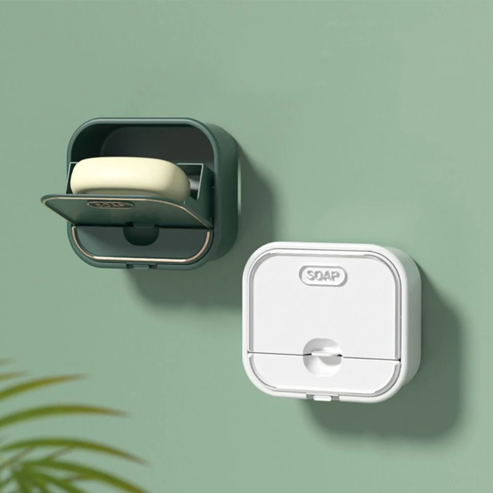 Punch-free Wall Mounted Soap Rack With Lid Quick Draining Soap Storage Holder Bathroom Soap Box Flip-top Drain Soap Dish
Punch-free Wall Mounted Soap Rack With Lid Quick Draining Soap Storage Holder Bathroom Soap Box Flip-top Drain Soap Dish