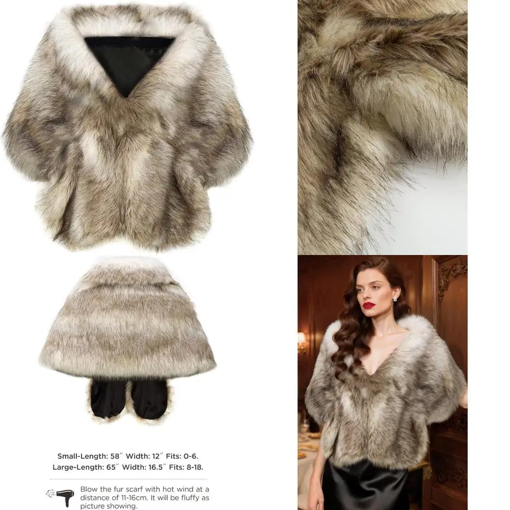 Faux Fur Shawl Collar Wrap for Women - Winter Cape Scarf Evening Accessory
Faux Fur Shawl Collar Wrap for Women - Winter Cape Scarf Evening Accessory