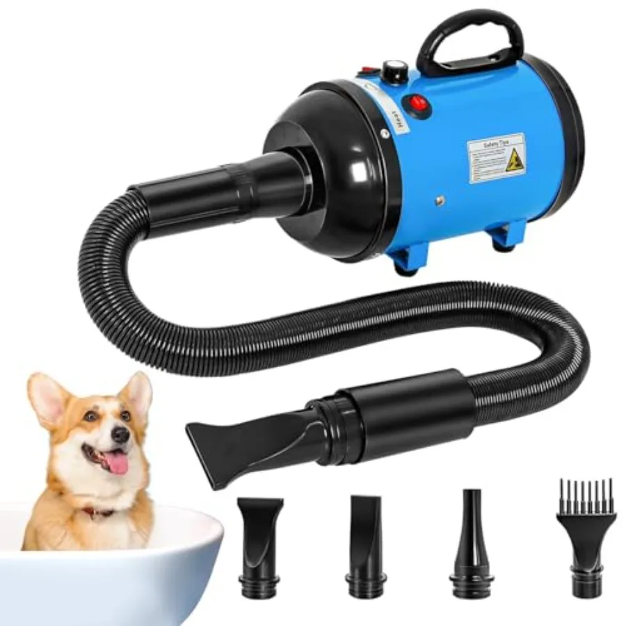 High Velocity 5.2HP 3500W Large Dog Hair Dryer with Heater for Grooming - Adjustable Temperature with 4 Nozzles
High Velocity 5.2HP 3500W Large Dog Hair Dryer with Heater for Grooming - Adjustable Temperature with 4 Nozzles
